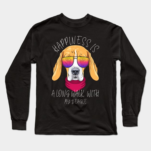 Happiness Is A Long Walk With My Beagle Long Sleeve T-Shirt by ChasingTees